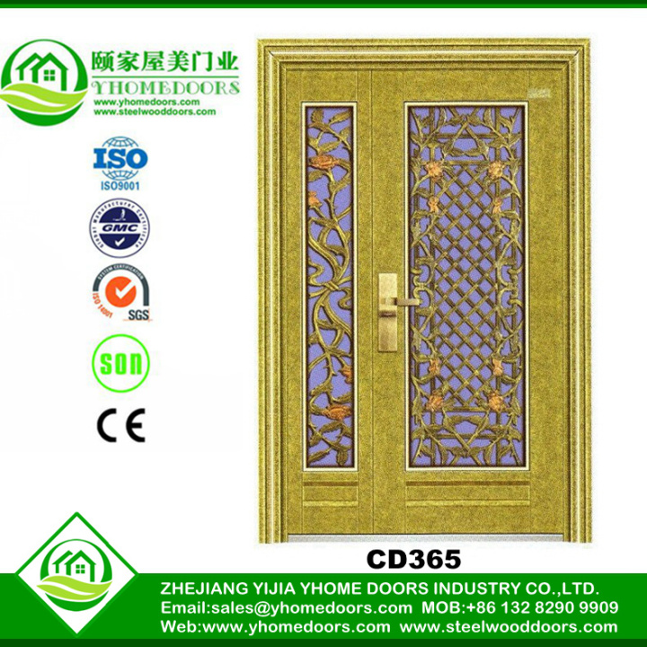 folding wood garage door,double entry door,wooden color pvc door