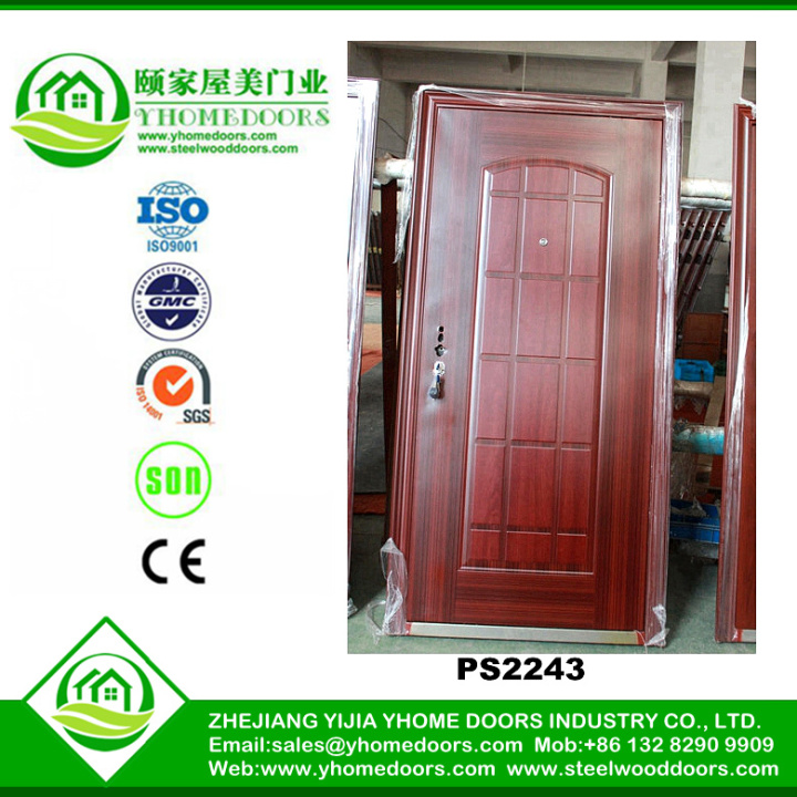Steel wooden armored door,secure front doors for homes,caster wheel for sliding door